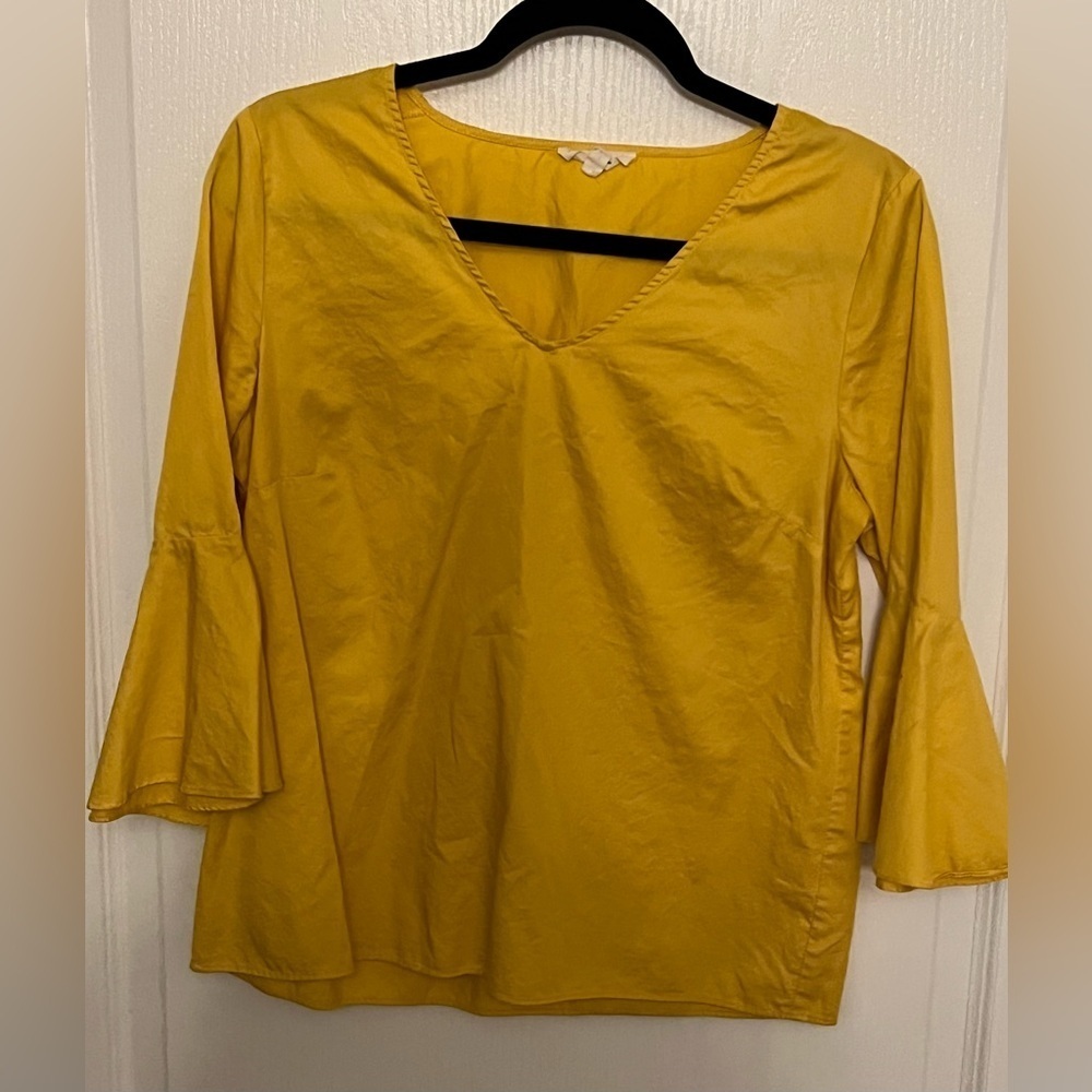 Jane and Delancey Yellow V-Neck Women's Top